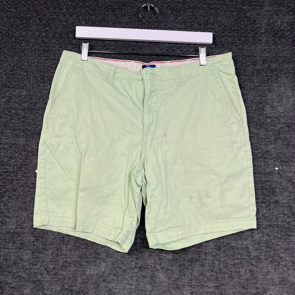 George Flat Front Shorts Men's Bay Green Cotton Stretch Pockets Classic - 36